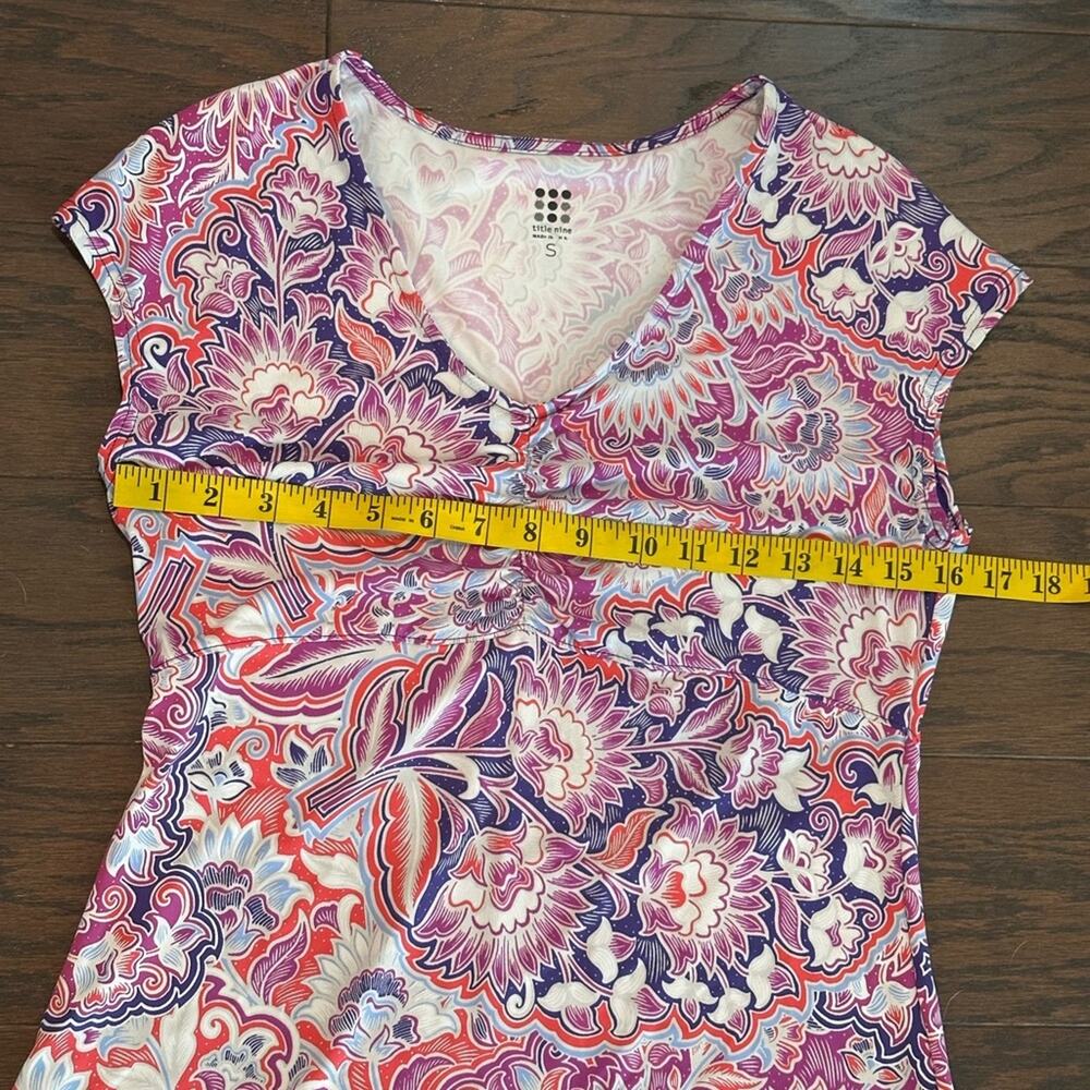 Title Nine Daring Active Dress Small Pink White Purple Stretch Empire Size Small - Picture 5 of 8